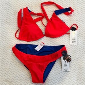 No Boundaries Red and Blue Bikini Set